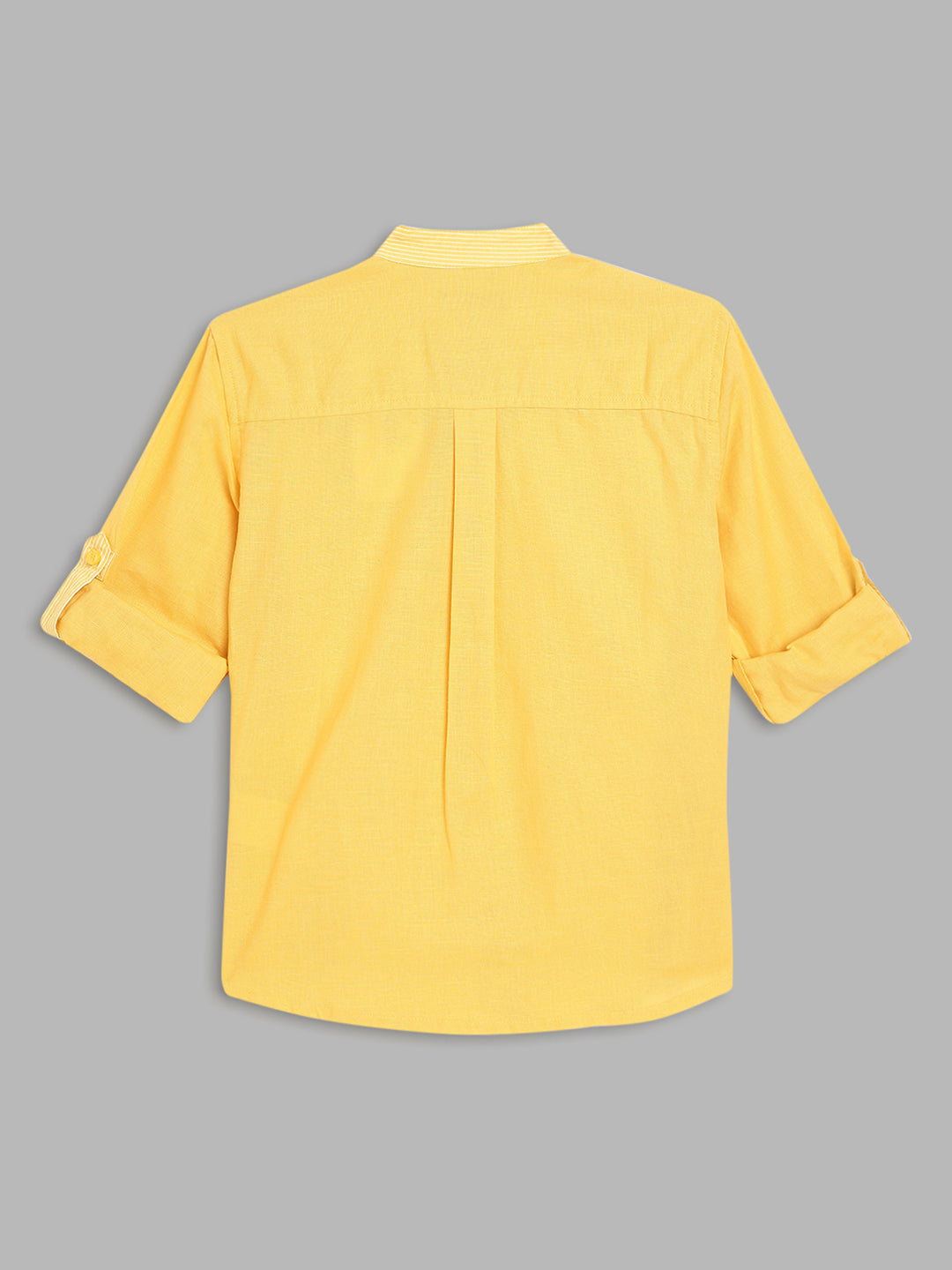 Blue Giraffe Boys Yellow Solid Collar Shirt