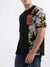 Just Cavalli Black Fashion Floral Print Slim Fit T-Shirt