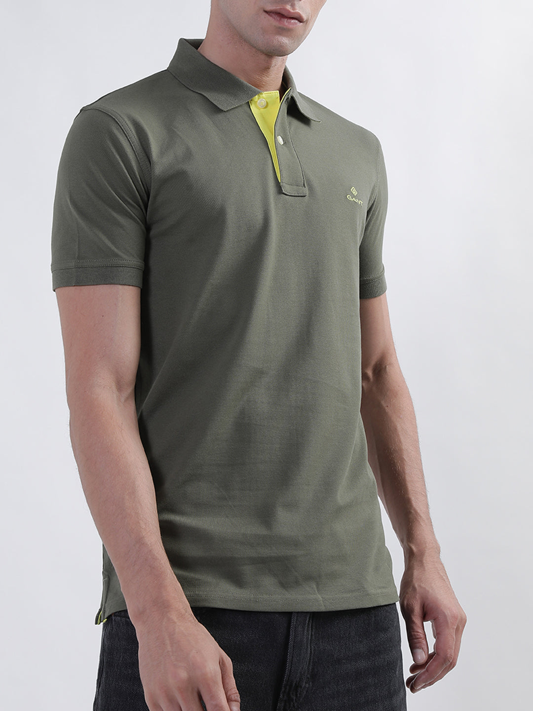 Gant Green Contrast Pique Rugger Slim Fit Polo T-Shirt