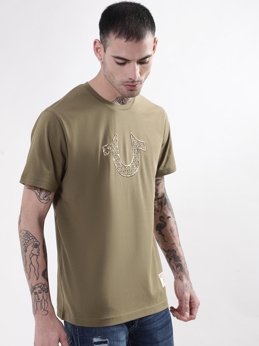 True Religion Olive HD Logo Regular Fit T-Shirt