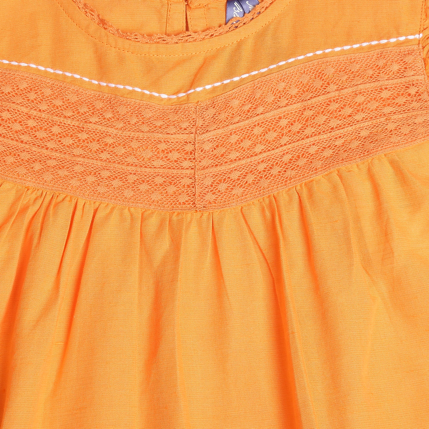 Blue Giraffe Girls Orange Solid Round Neck Dress