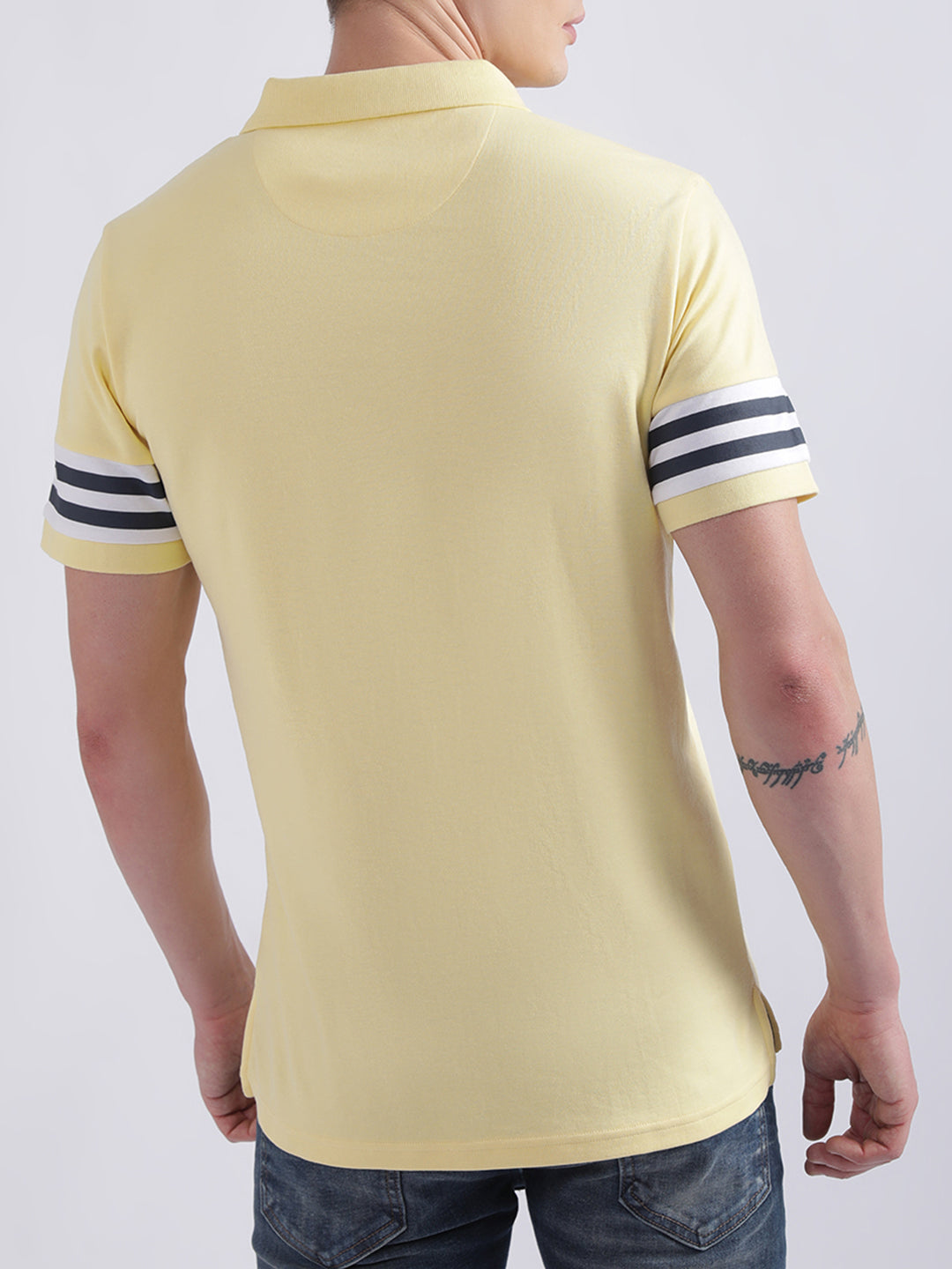 Iconic Yellow Striped Regular Fit Polo T-Shirt