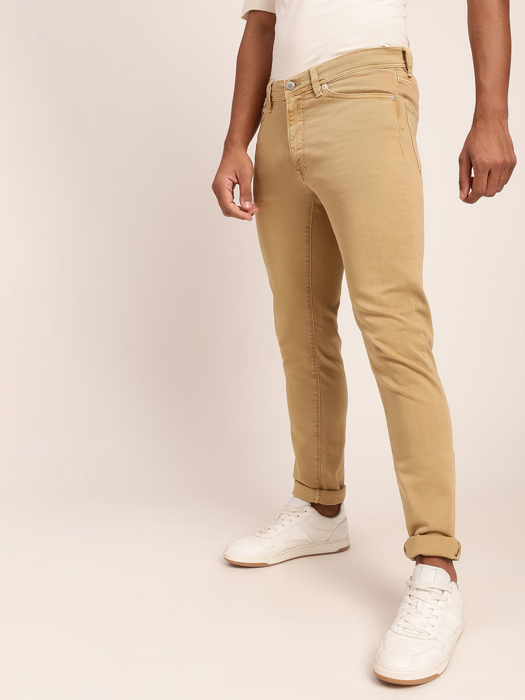 Gant Men Beige Solid Slim Fit Jeans