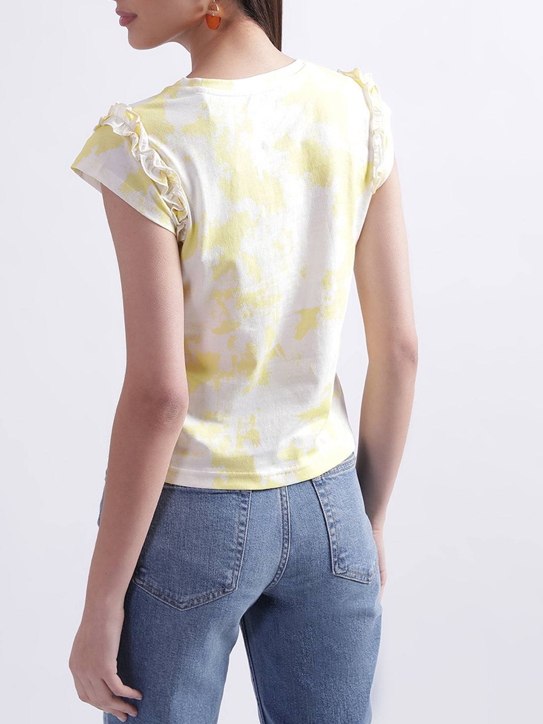 Elle Yellow Printed Regular Fit Top