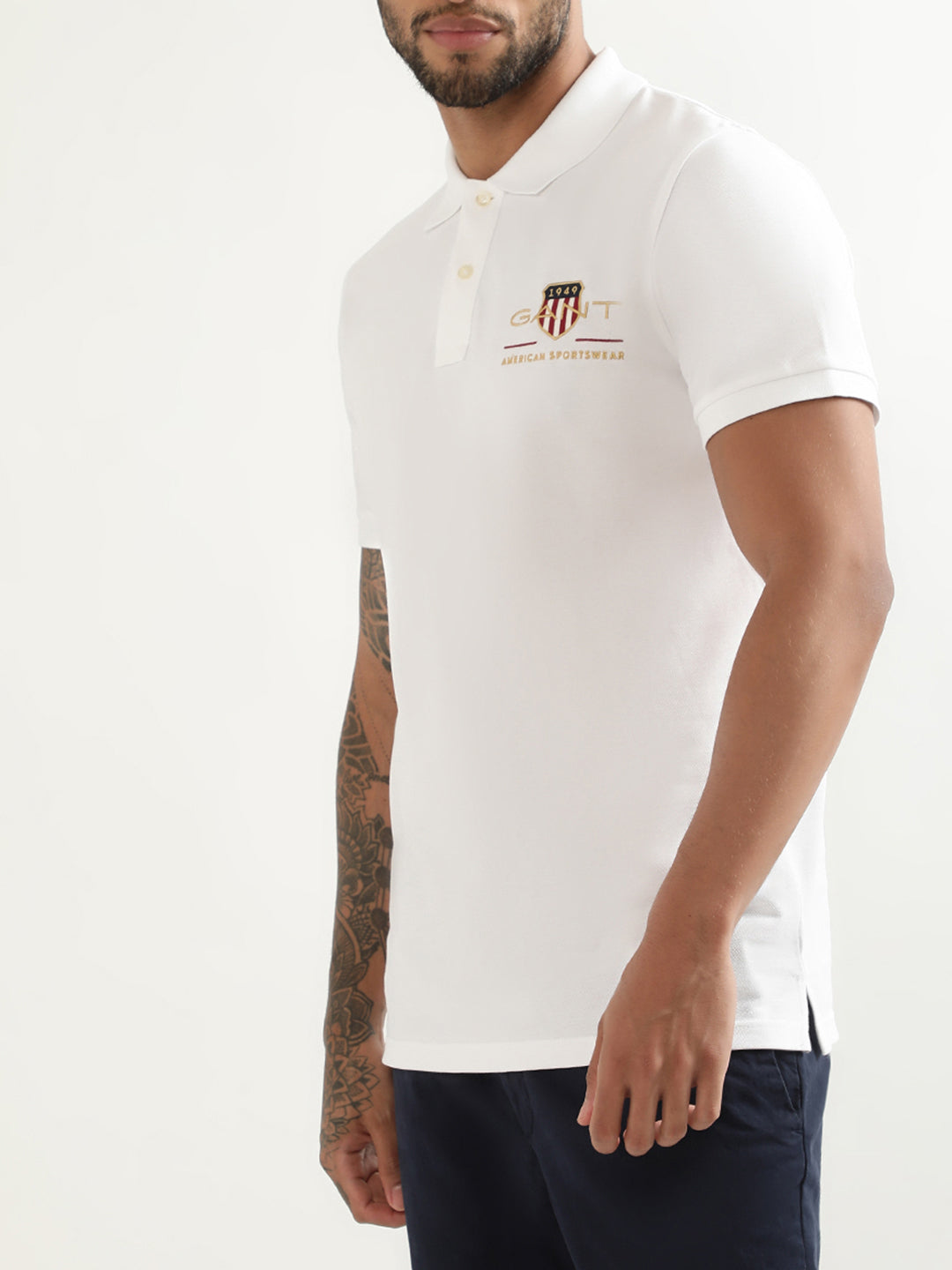 Gant White Logo Regular Fit Polo T-Shirt