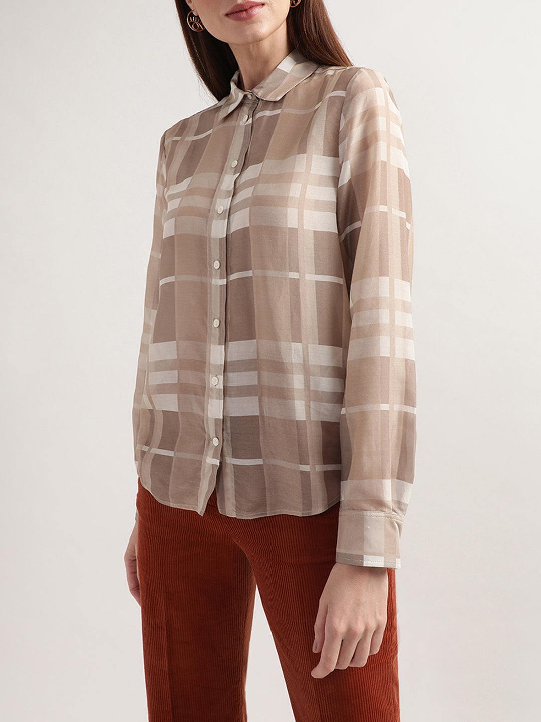 Gant Beige Checked Relaxed Fit Shirt