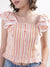 Elle Women Multi Striped Square Neck Top