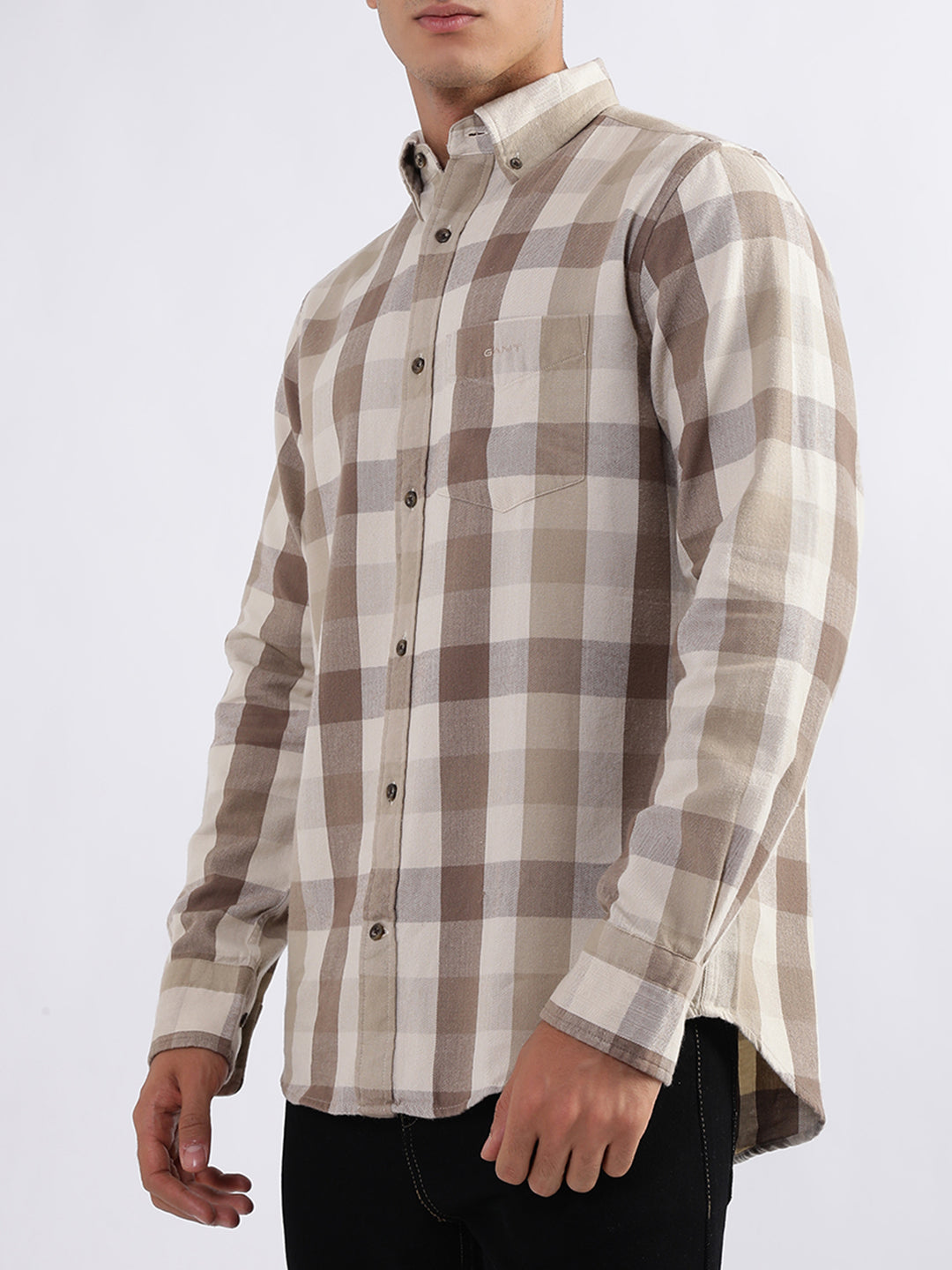 Gant Beige Checked Regular Fit Shirt