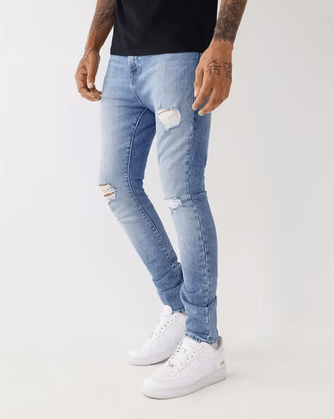 True Religion Men Blue Solid Skinny Fit Jeans