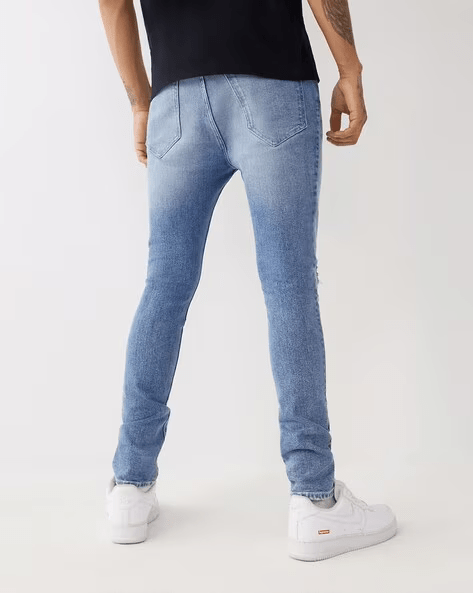 True Religion Men Blue Solid Skinny Fit Jeans