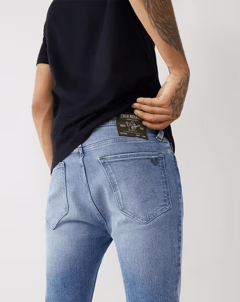 True Religion Men Blue Solid Skinny Fit Jeans