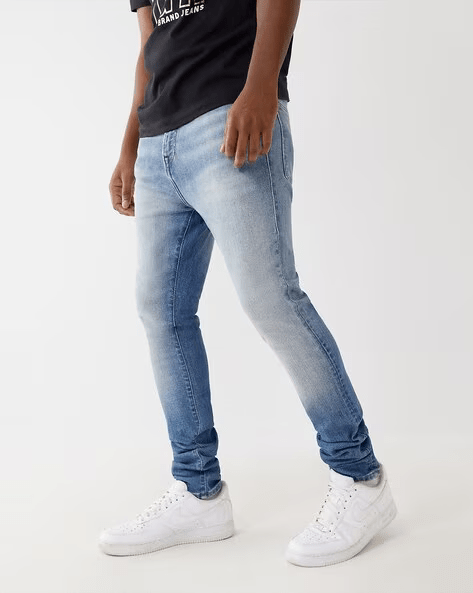 True Religion Men Blue Solid Straight Fit Jeans