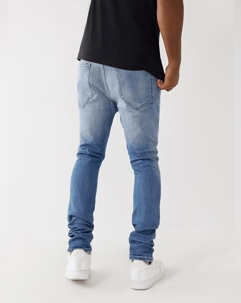 True Religion Men Blue Solid Straight Fit Jeans