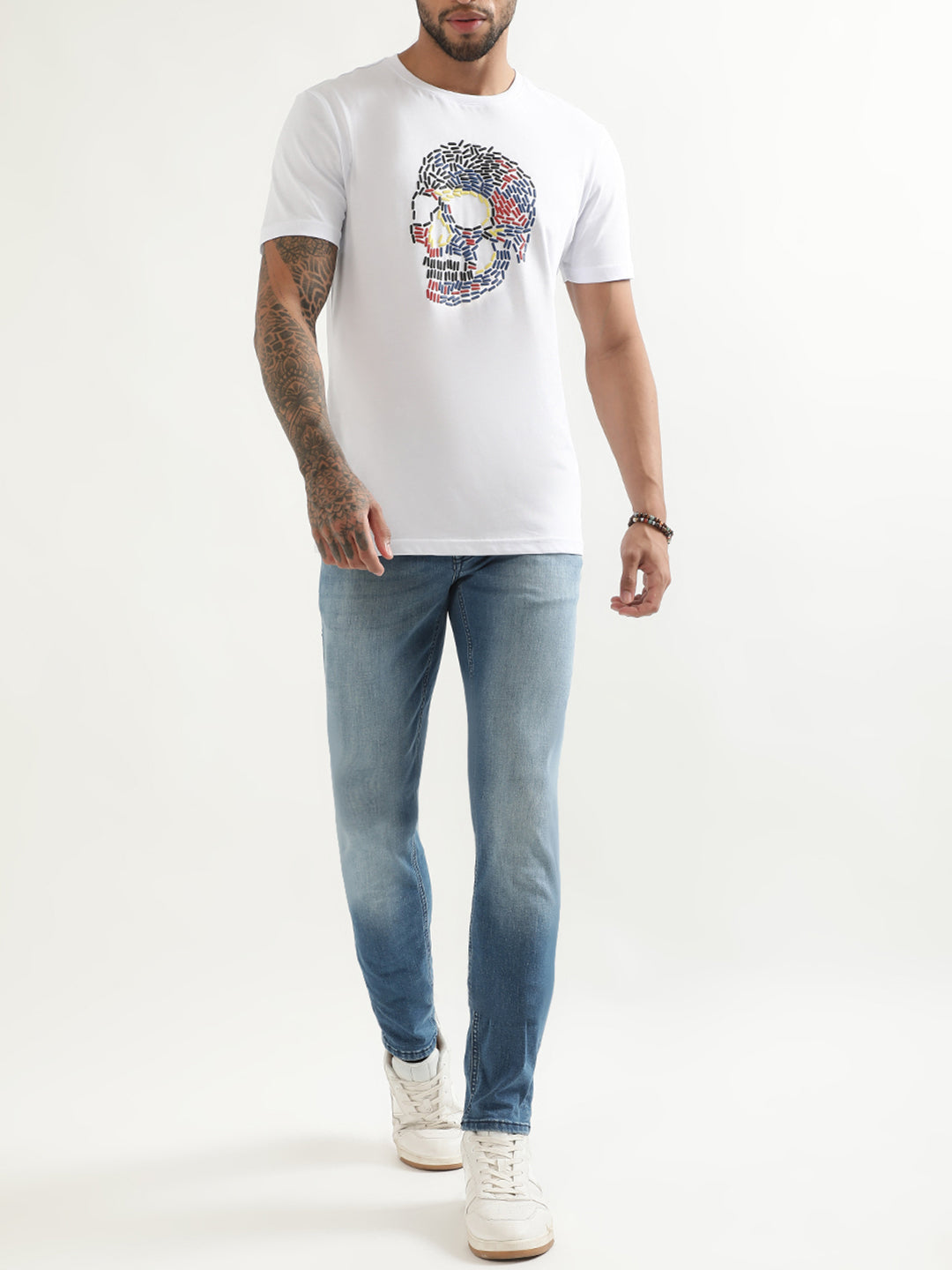 Antony Morato White Printed Slim Fit T-Shirt