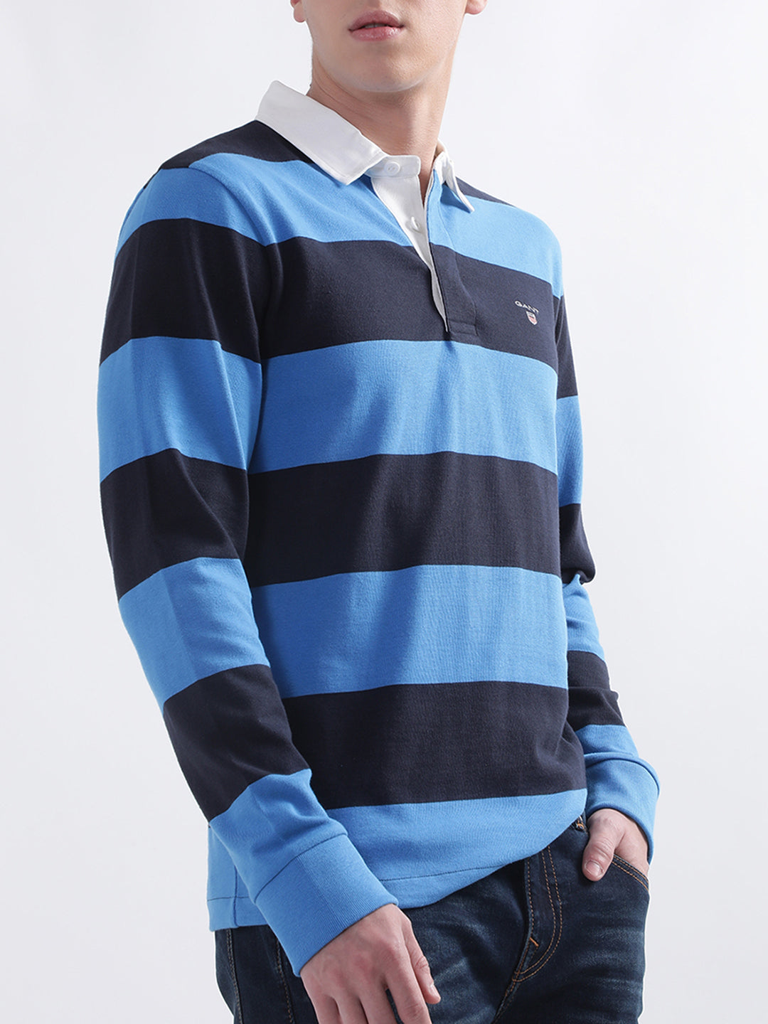 Gant Blue Striped Regular Fit Polo T-Shirt