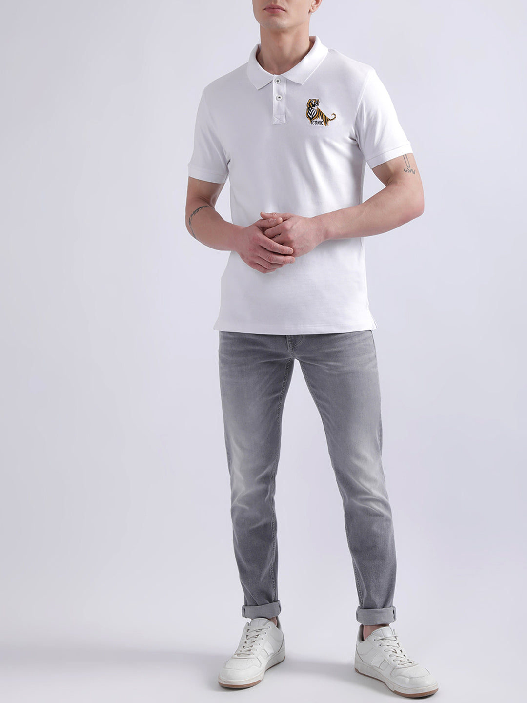 Iconic White Logo Regular Fit Polo T-Shirt