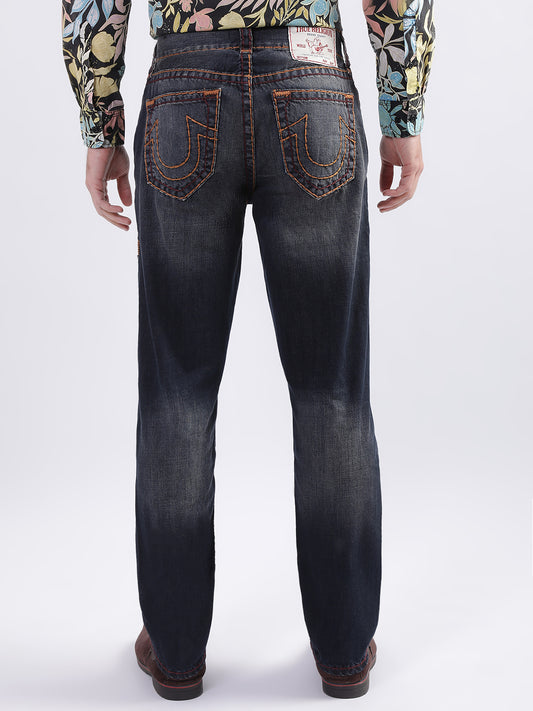 True Religion Men Blue Solid Relaxed Fit Jeans