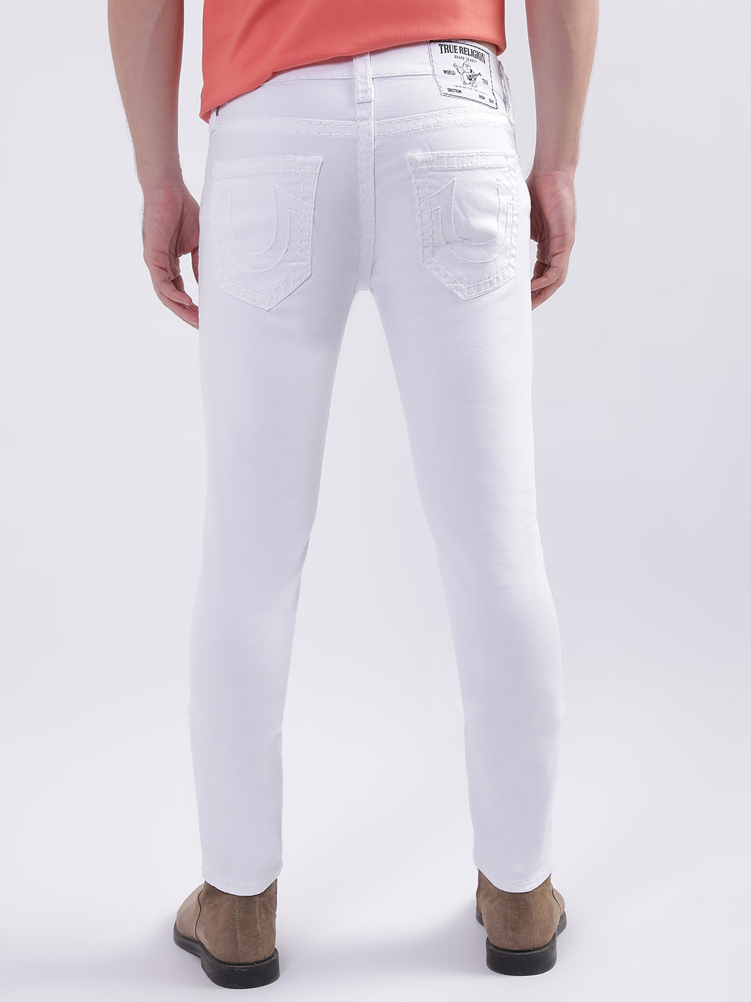 True Religion Men White Solid Skinny Fit Jeans