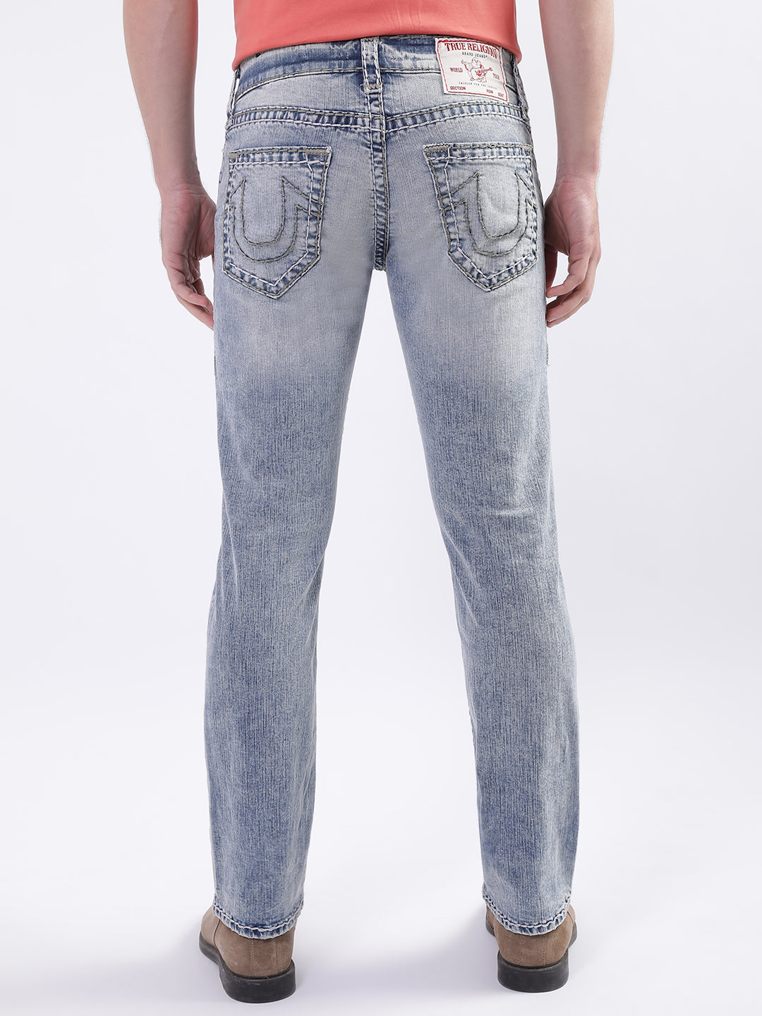 True Religion Men Blue Solid Straight Fit Jeans