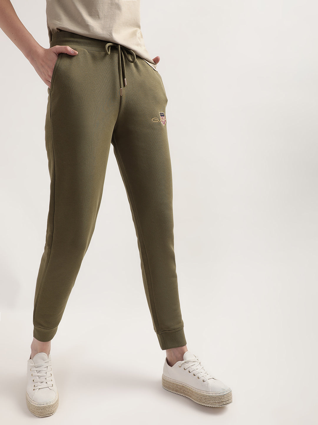 Gant Women Olive Green Regular Fit Joggers