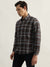 Iconic Men Brown Checked Spread Collar Full Sleeves Shirt