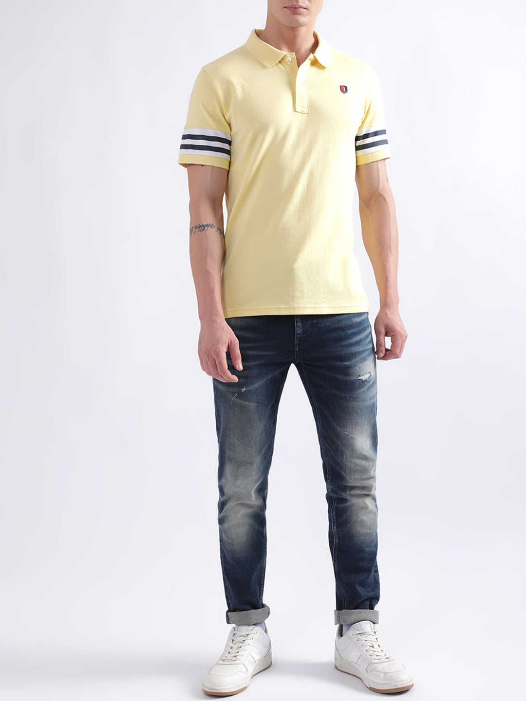 Iconic Yellow Striped Regular Fit Polo T-Shirt