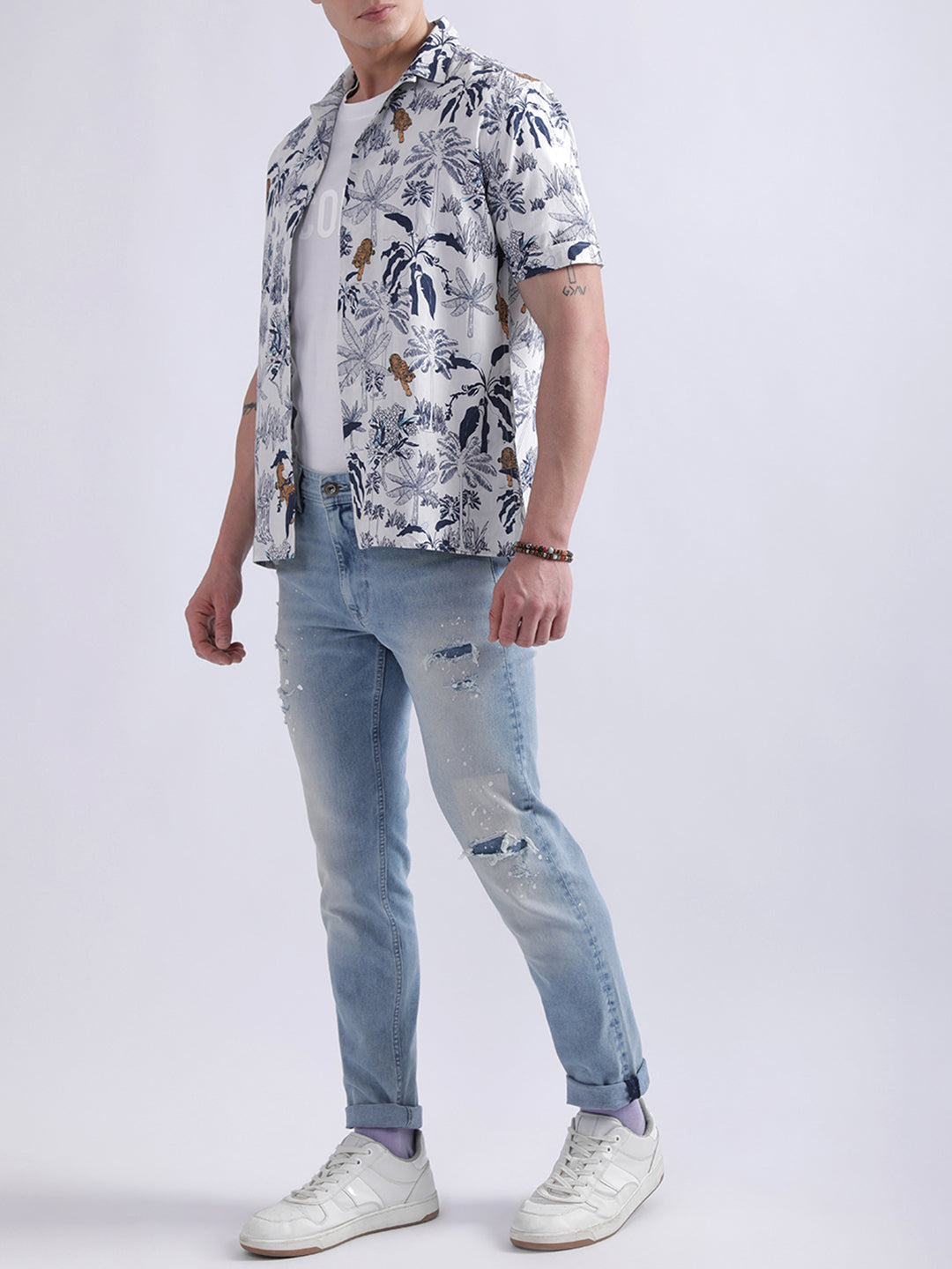 Iconic White Printed Regular Fit Shirt