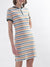 Elle Women Multi Striped Round Neck Dress