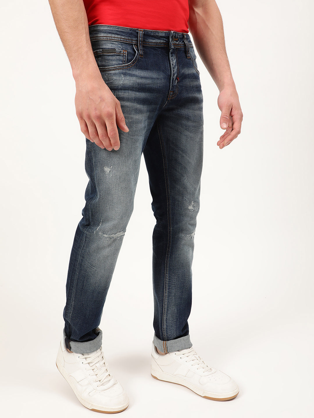 Antony Morato Men Blue Slim Fit Mildly Distressed Heavy Fade Jeans