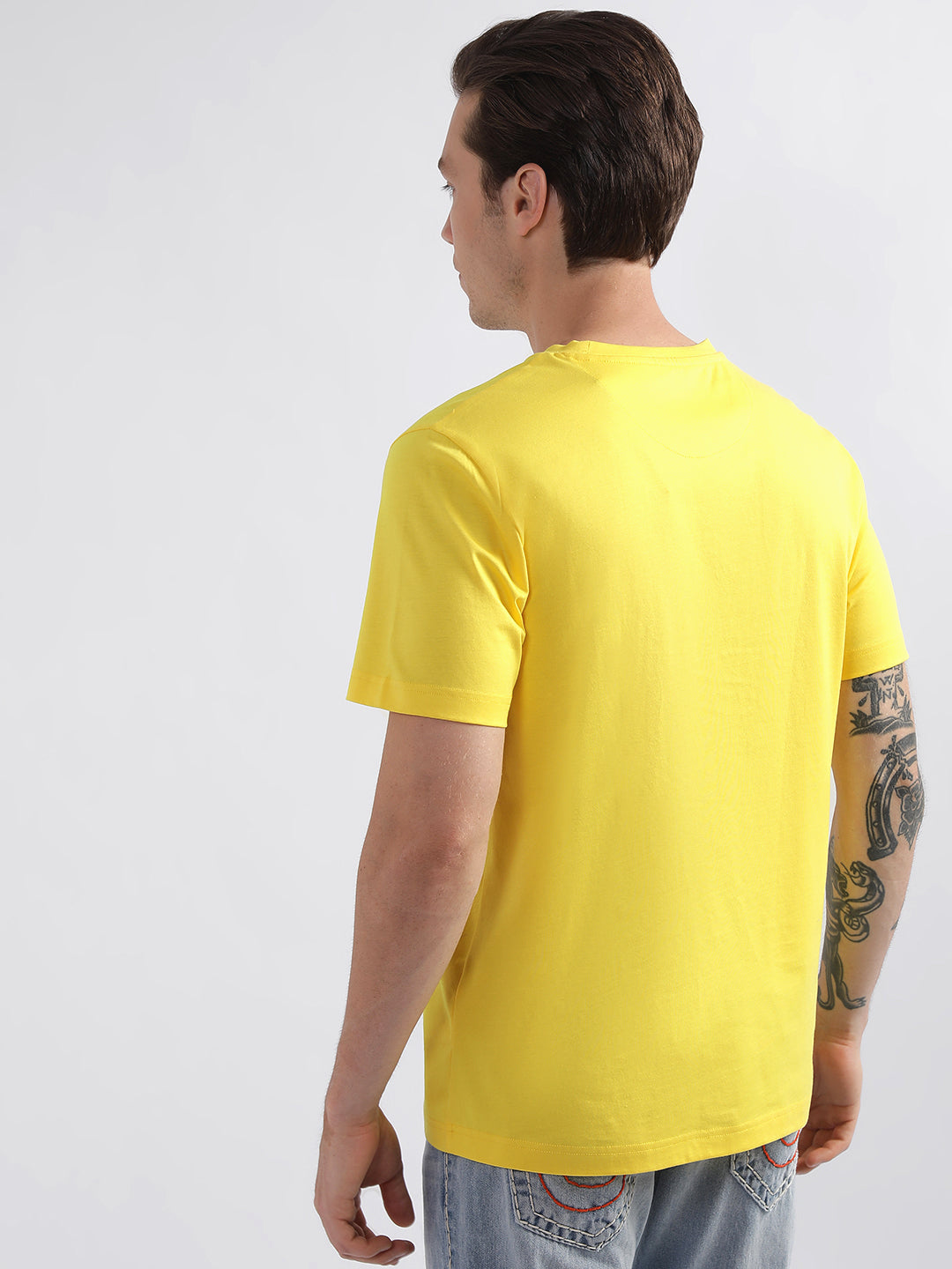 True Religion Safety Yellow Fashion Logo Regular Fit T-Shirt