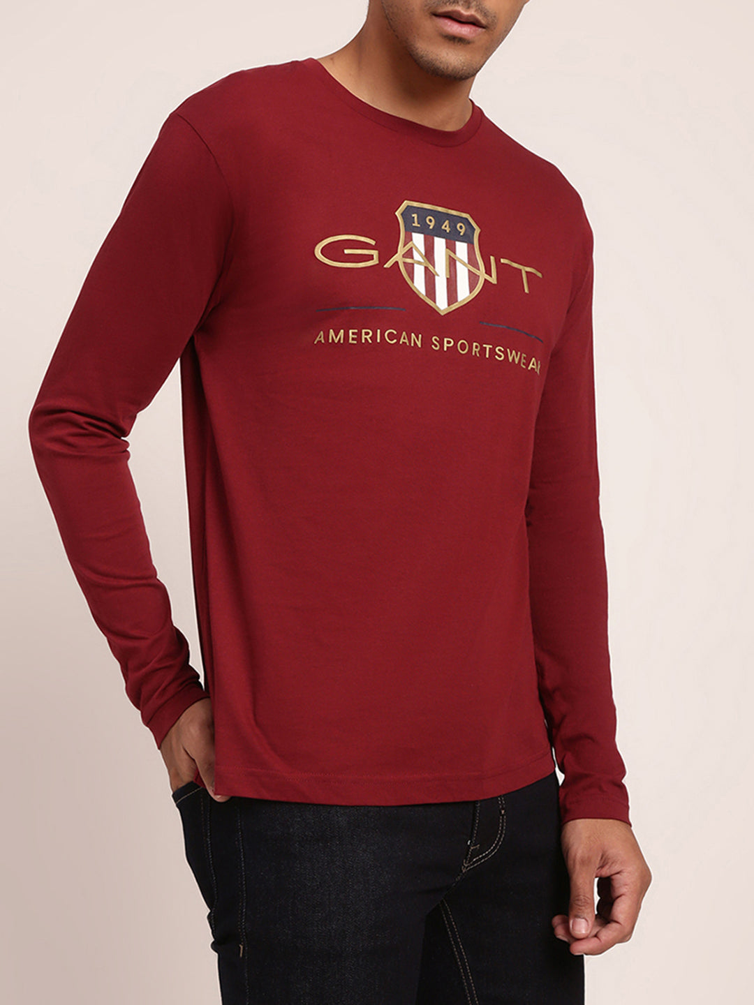 Gant Maroon Logo Regular Fit T-Shirt