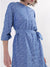 Elle Women Blue Printed Band Collar Dress