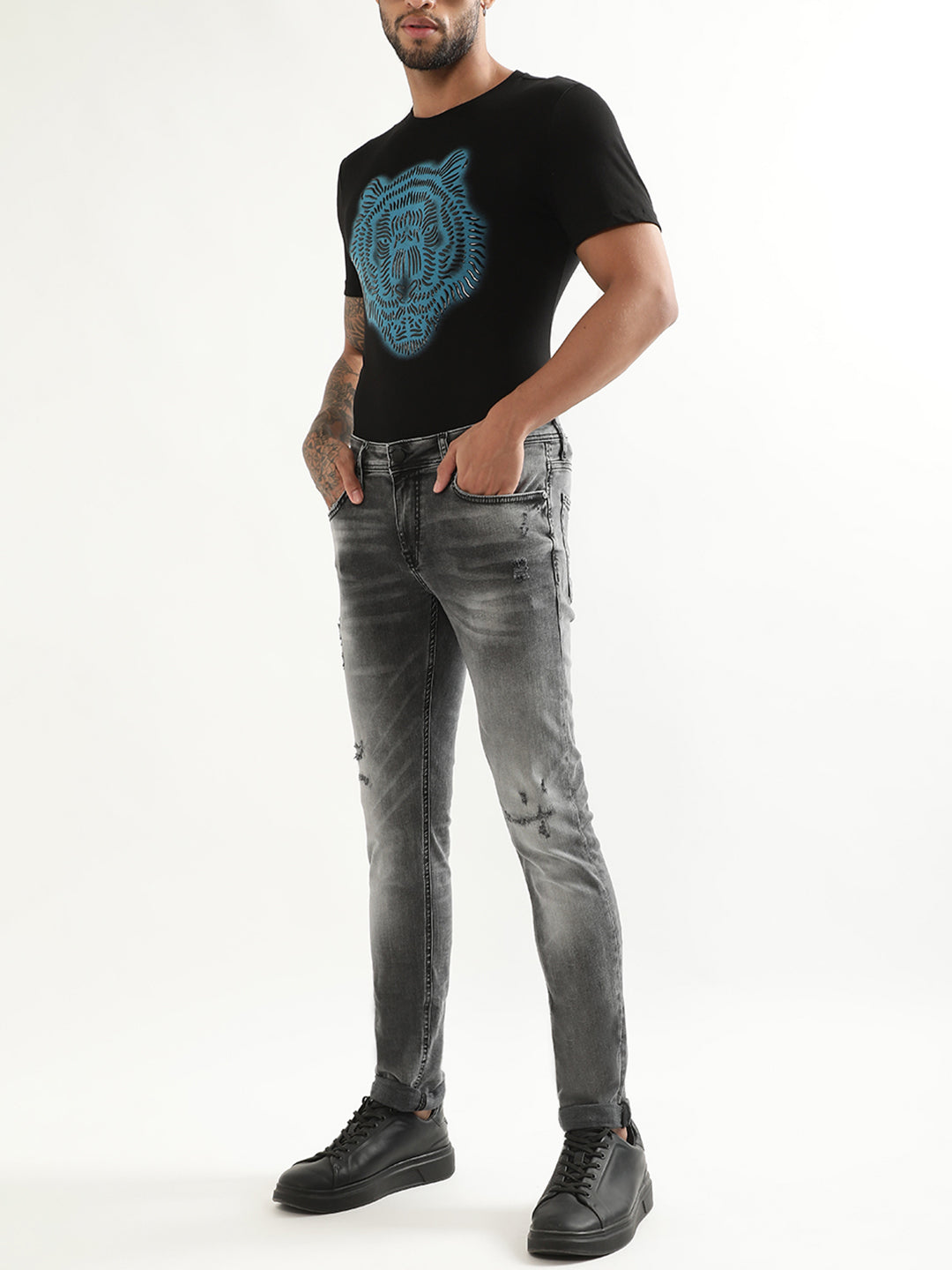 Antony Morato Black Printed Slim Fit T-Shirt