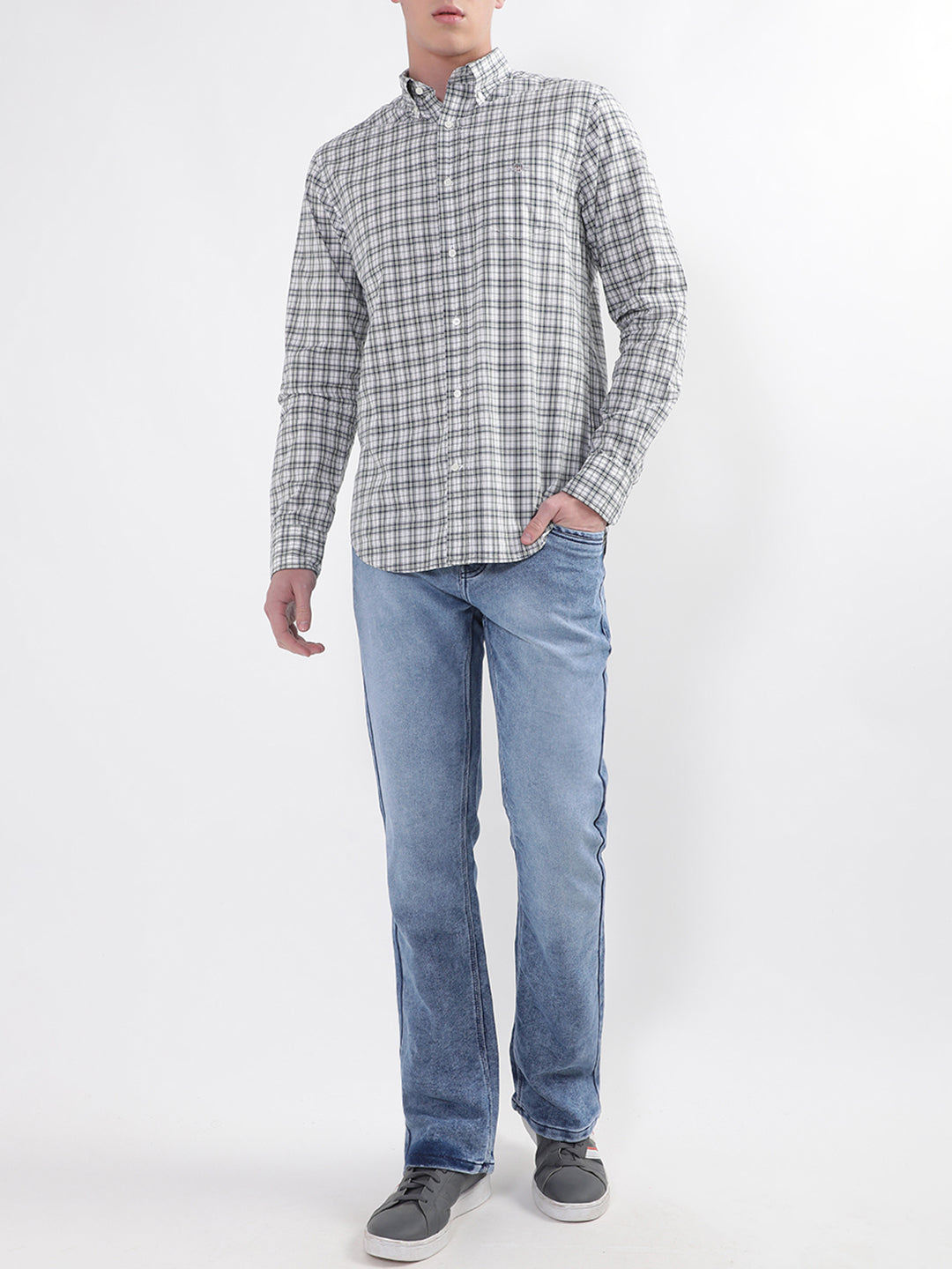 Gant Green Poplin Micro Checked Regular Fit Shirt