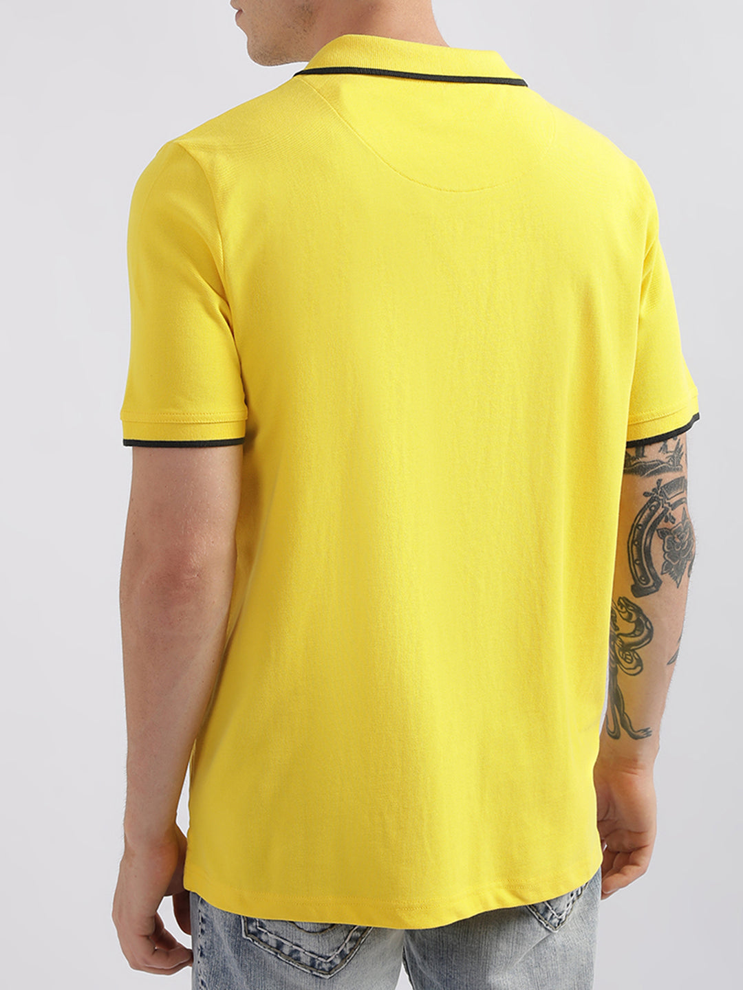 True Religion Yellow Fashion Logo Regular Fit Polo T-Shirt