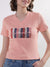 Elle Women Dusty Pink Solid V Neck TShirt