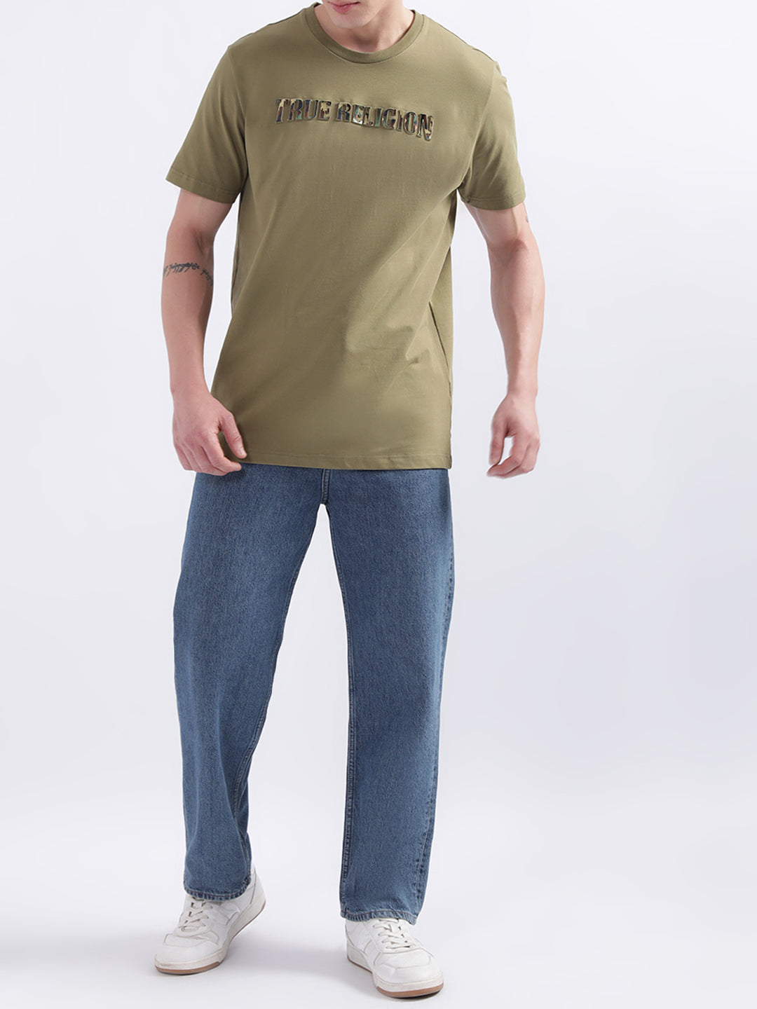 True Religion Olive Logo Regular Fit T-Shirt