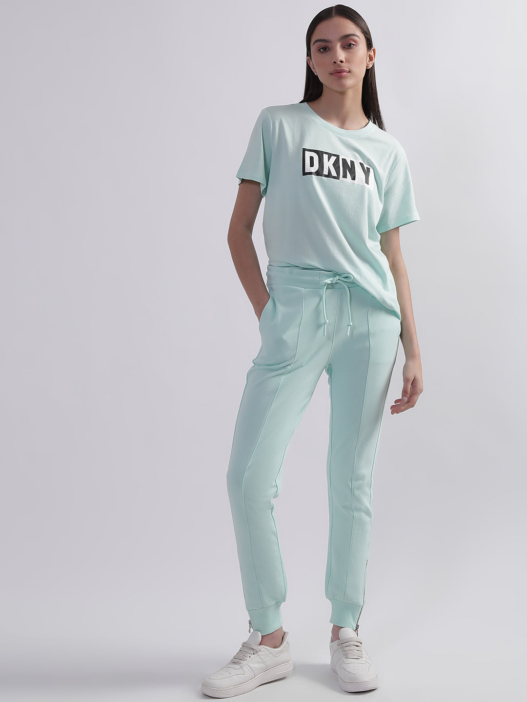 Dkny Women Blue Solid Regular Fit Sweatpant