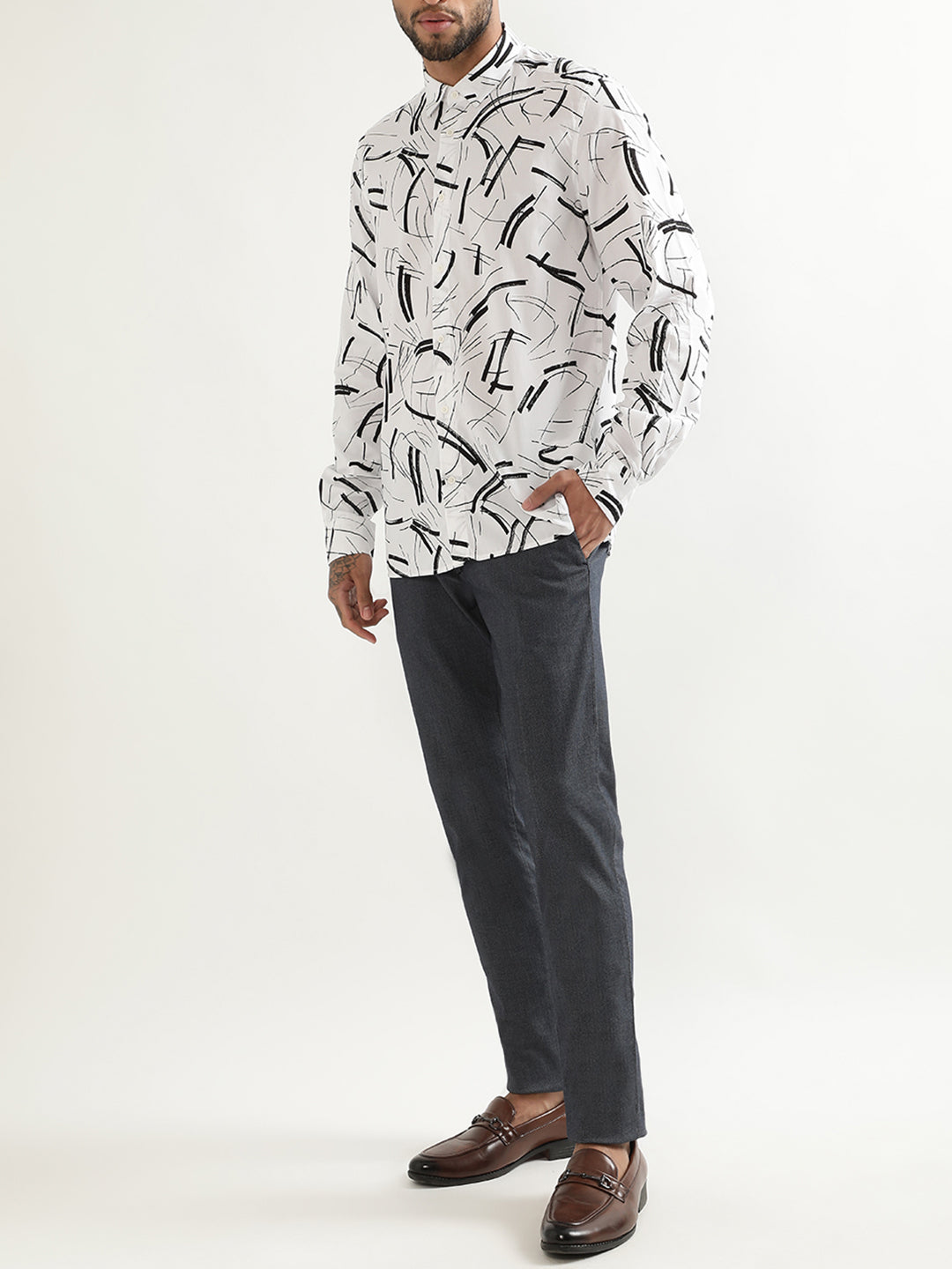 Antony Morato White Printed Regular Fit Shirt