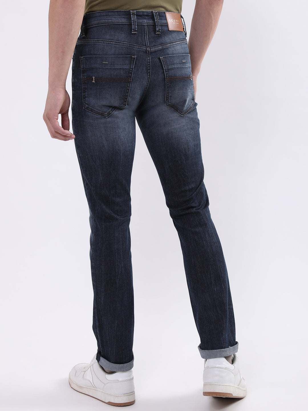 Iconic Men Blue Embroidered Skinny Fit Jeans