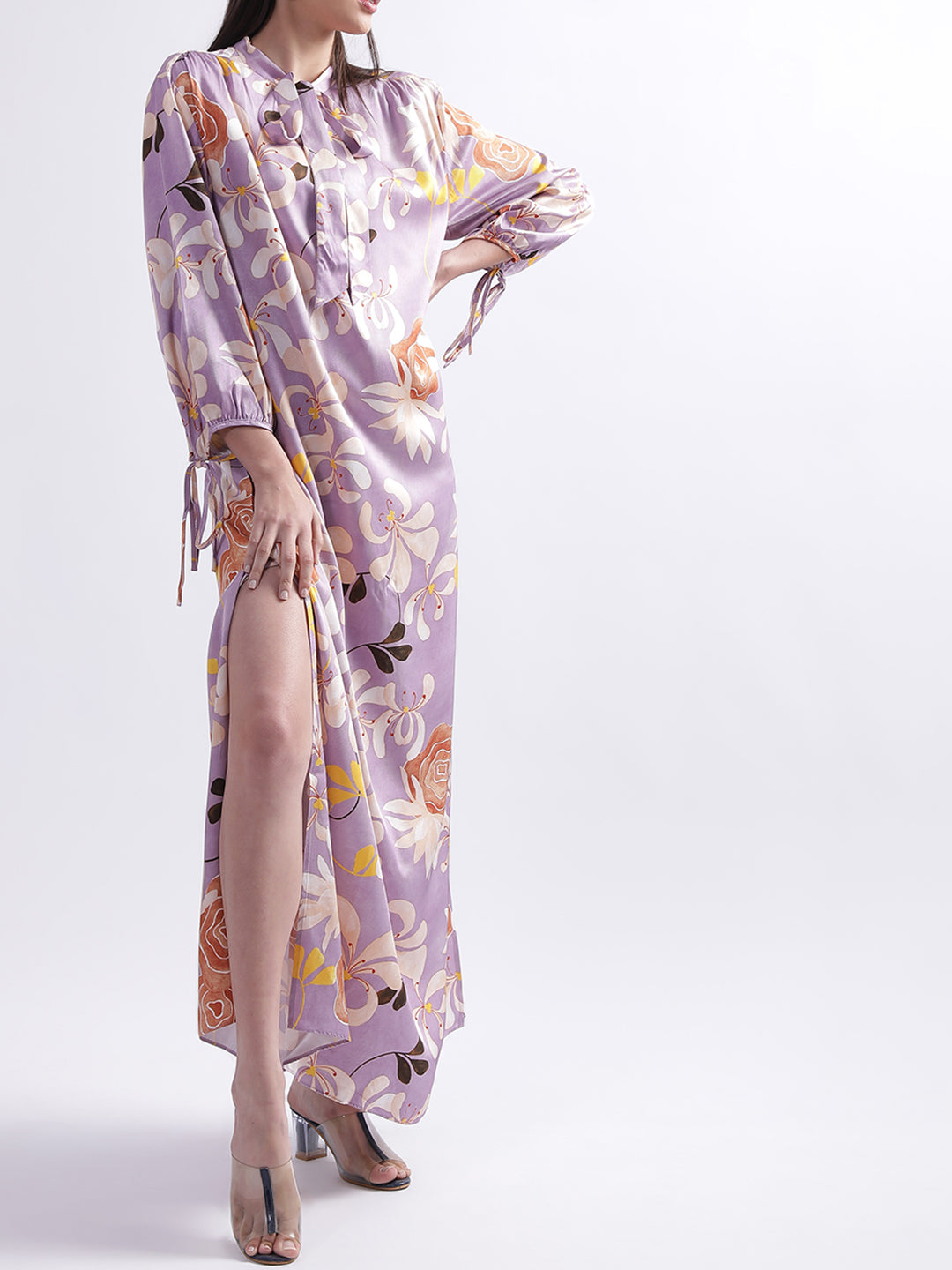 Gant Floral Print Tie-Up Neck Maxi Dress