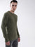 Gant Men Green Solid Round Neck Sweater