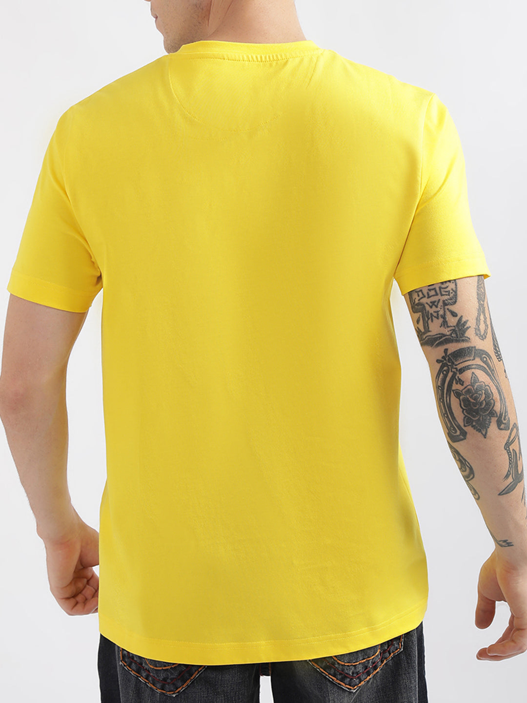 True Religion Safety Yellow Fashion Logo Regular Fit T-Shirt