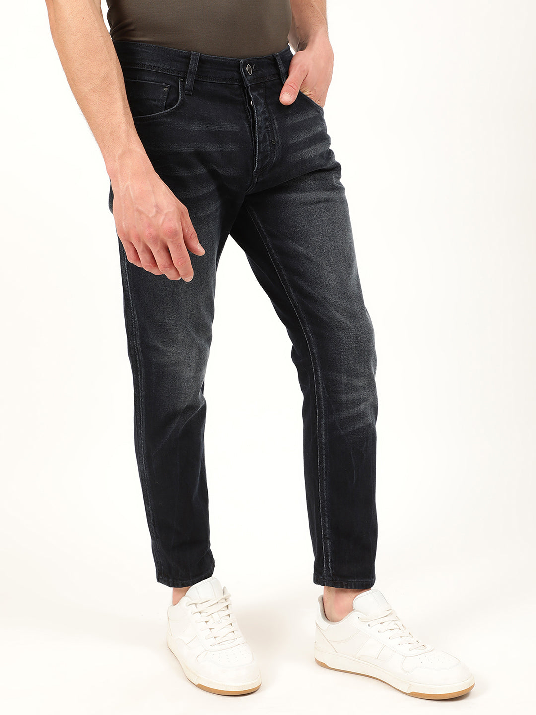 Antony Morato Men Black Skinny Fit Low Distress Light Fade Jeans