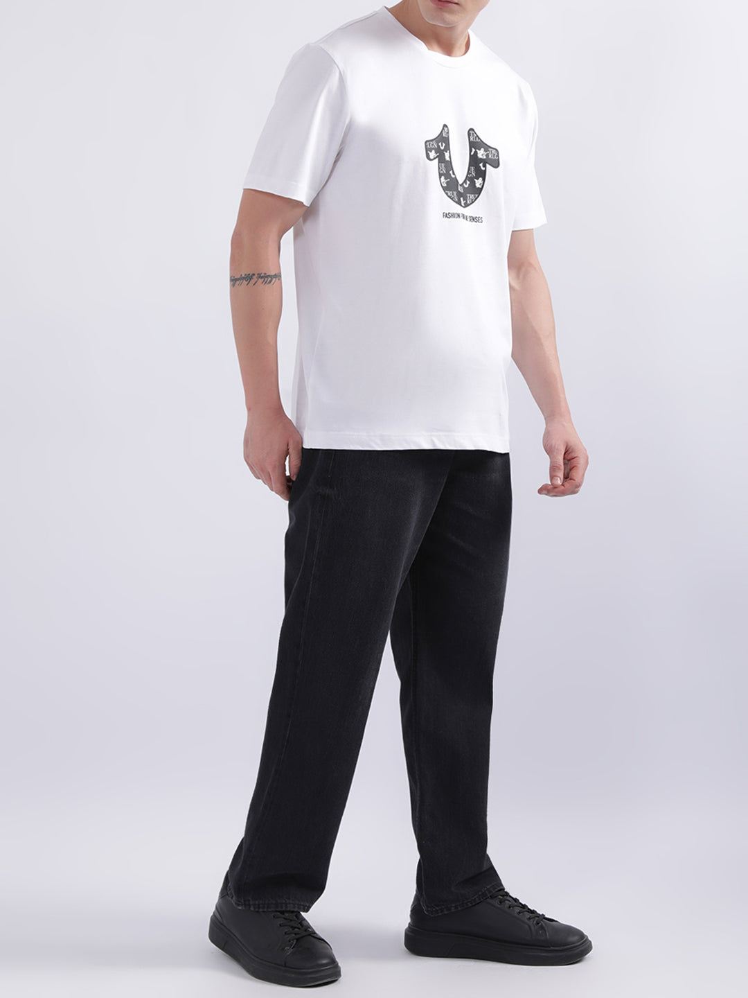 True Religion White Logo Regular Fit T-Shirt