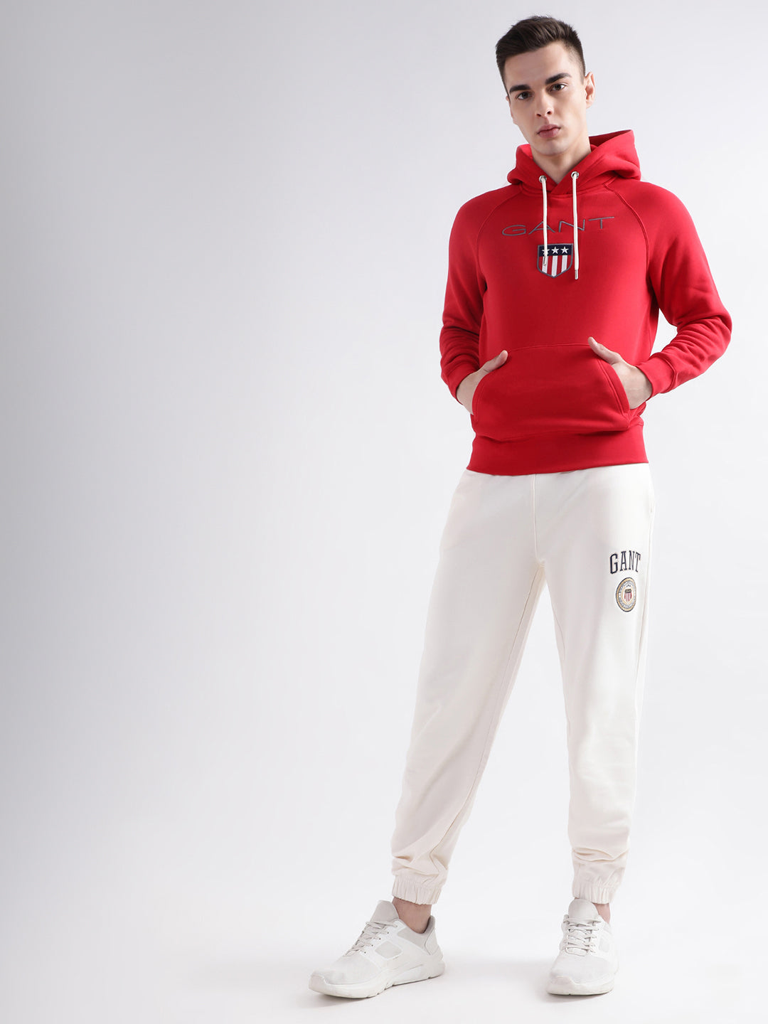 Gant Men Red Solid Hooded Sweatshirt