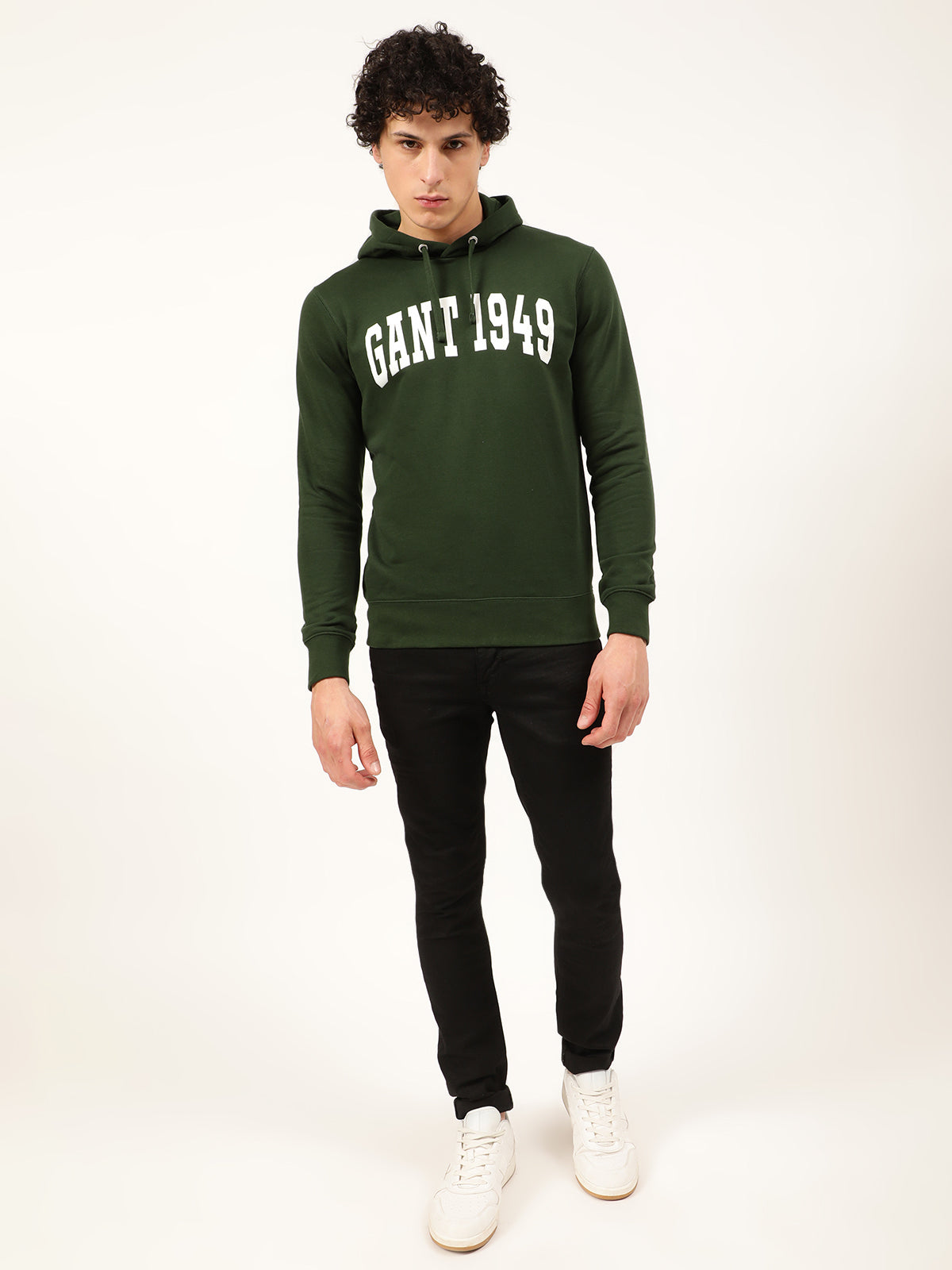 Gant Men Green Solid Hooded Sweatshirt