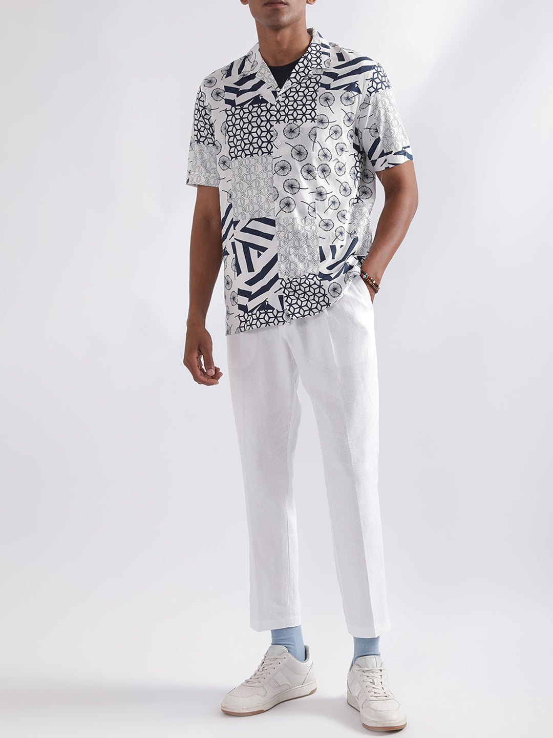 Antony Morato Blue Printed Regular Fit Shirt