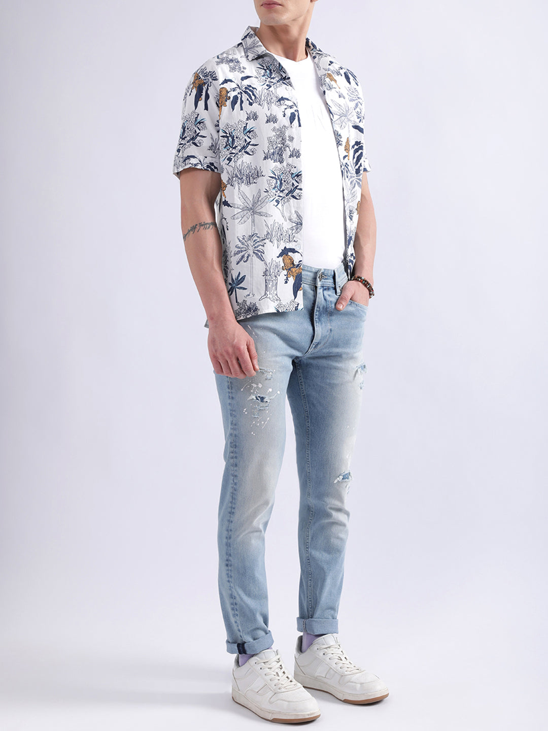 Iconic White Printed Regular Fit Shirt