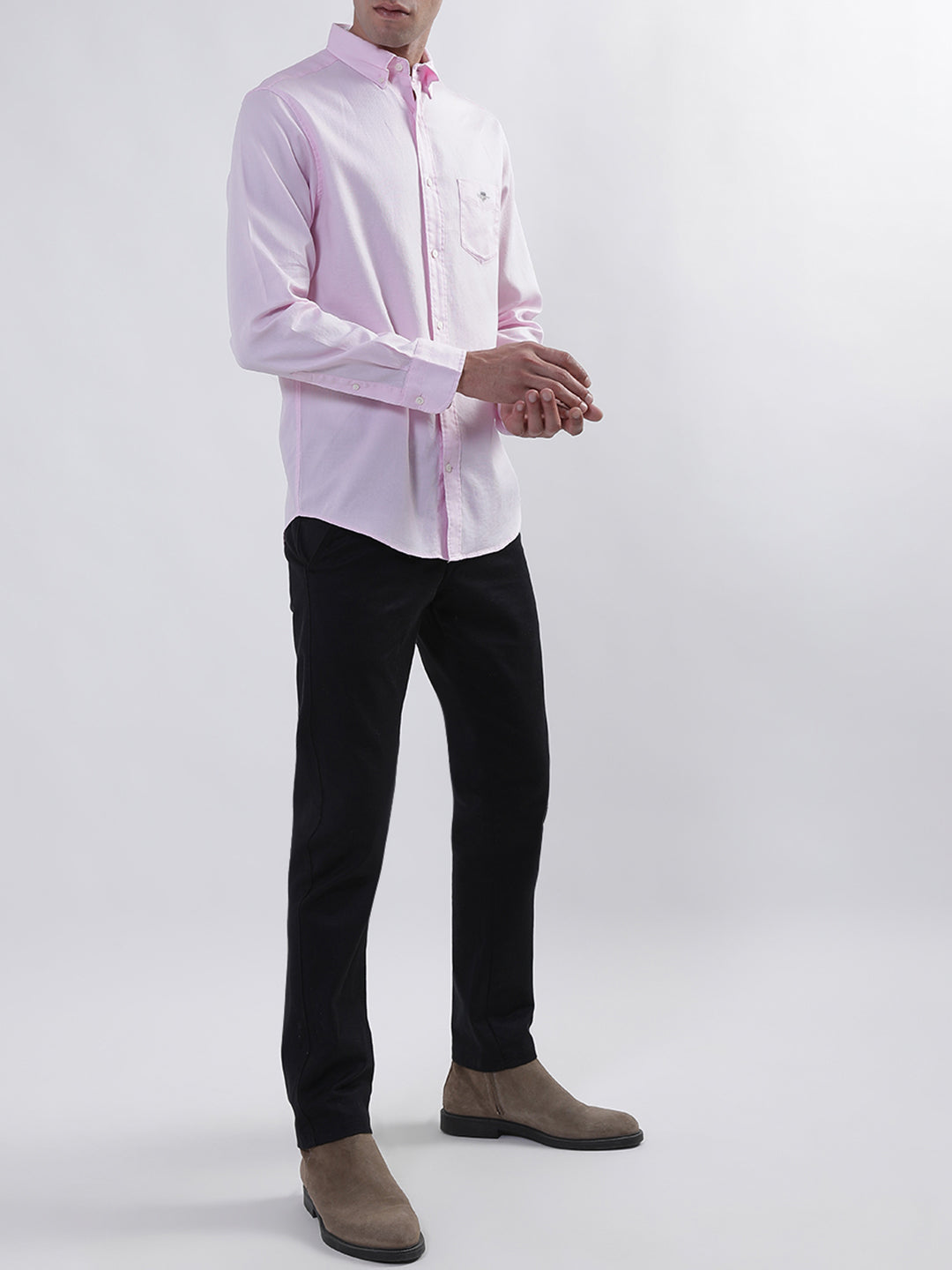 Gant Pink Honeycomb Weave Regular Fit Shirt